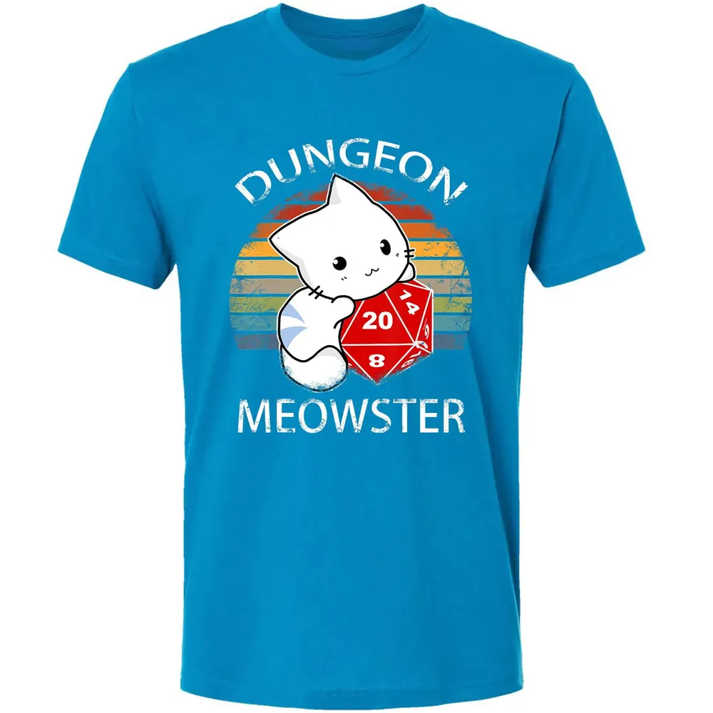 Dungeon Meowster Funny Nerdy Gamer Cat D20 RPG Premium Unisex T-shirt - 15