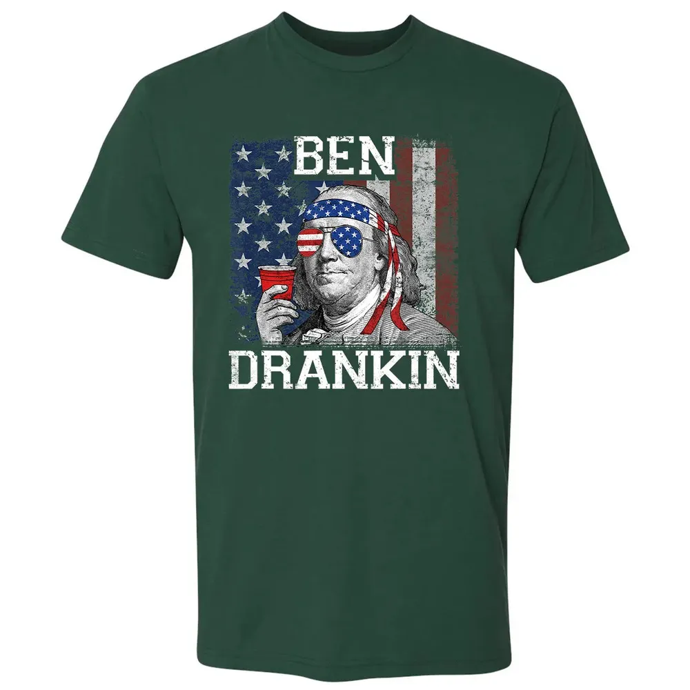 Ben Drankin Beer 4th of July Funny Patriotic USA Premium Unisex T-shirt - 12
