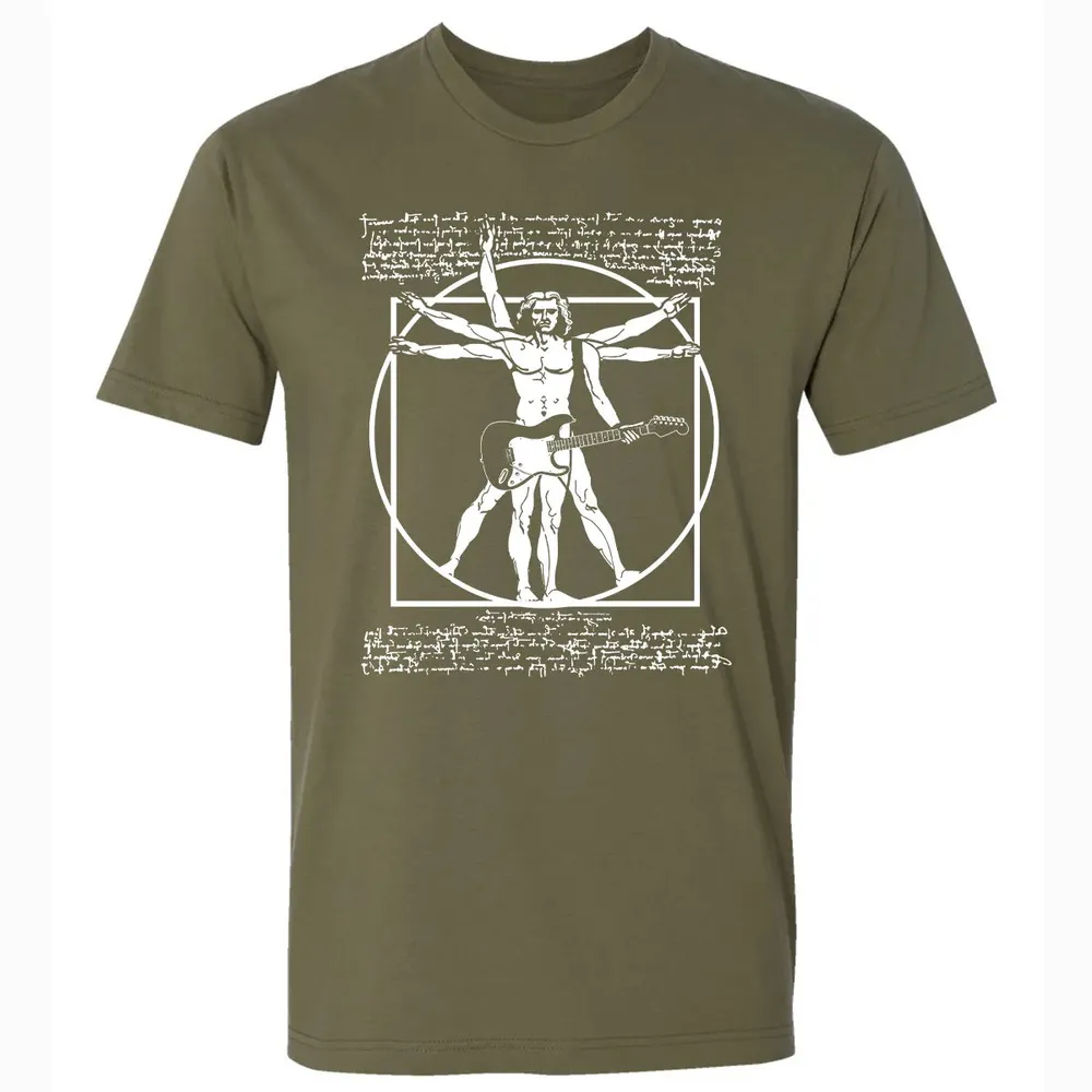 VITRUVIAN MAN PLAYING THE GUITAR Premium Unisex T-shirt - 5