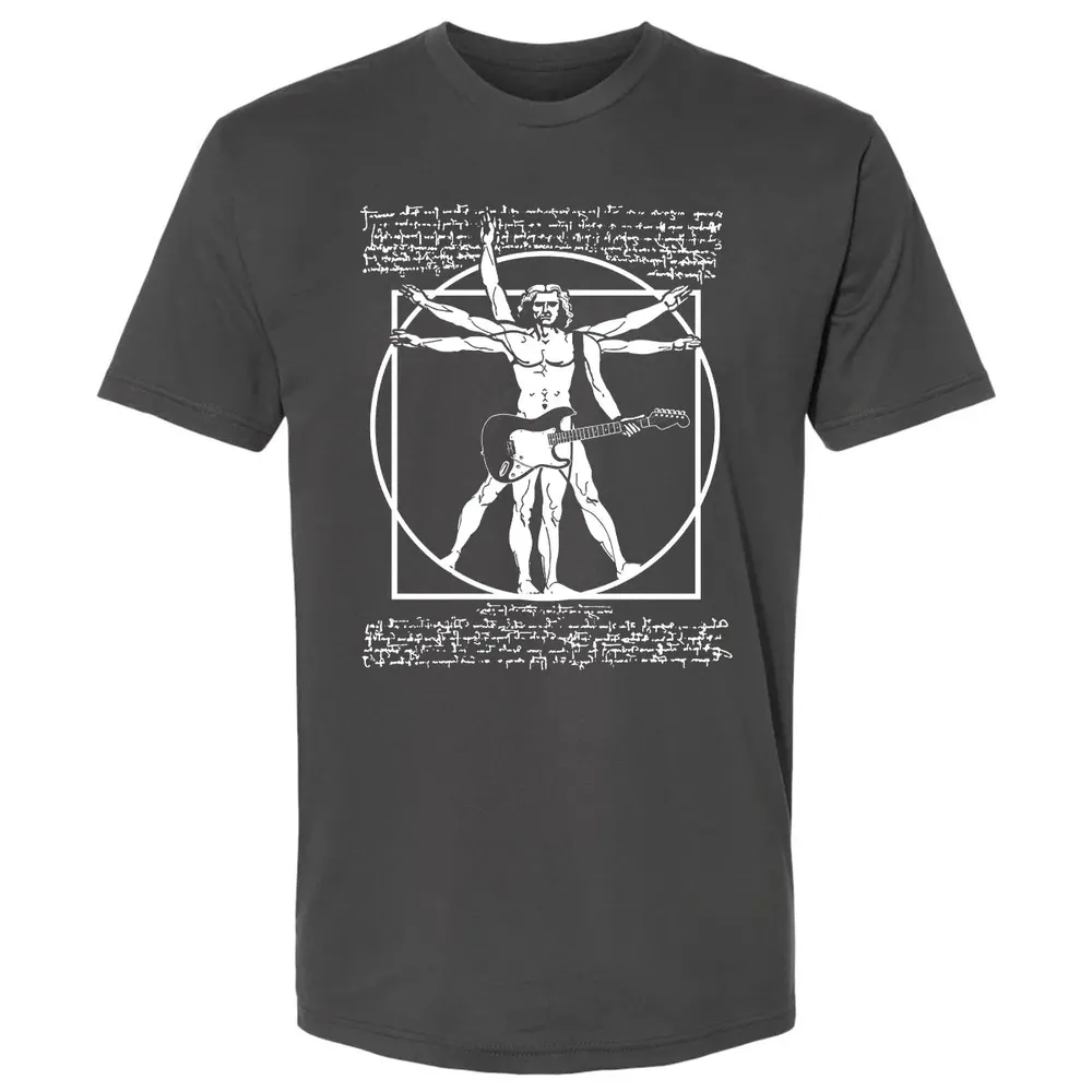 VITRUVIAN MAN PLAYING THE GUITAR Premium Unisex T-shirt - 8