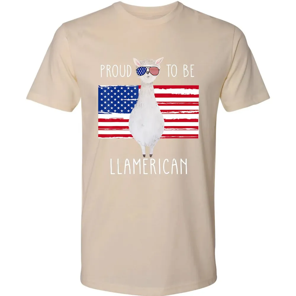 Funny Llama Proud To Be Llamerican 4th of July Women Girls Premium Unisex T-shirt - 13