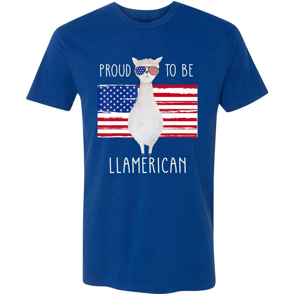 Funny Llama Proud To Be Llamerican 4th of July Women Girls Premium Unisex T-shirt - 10