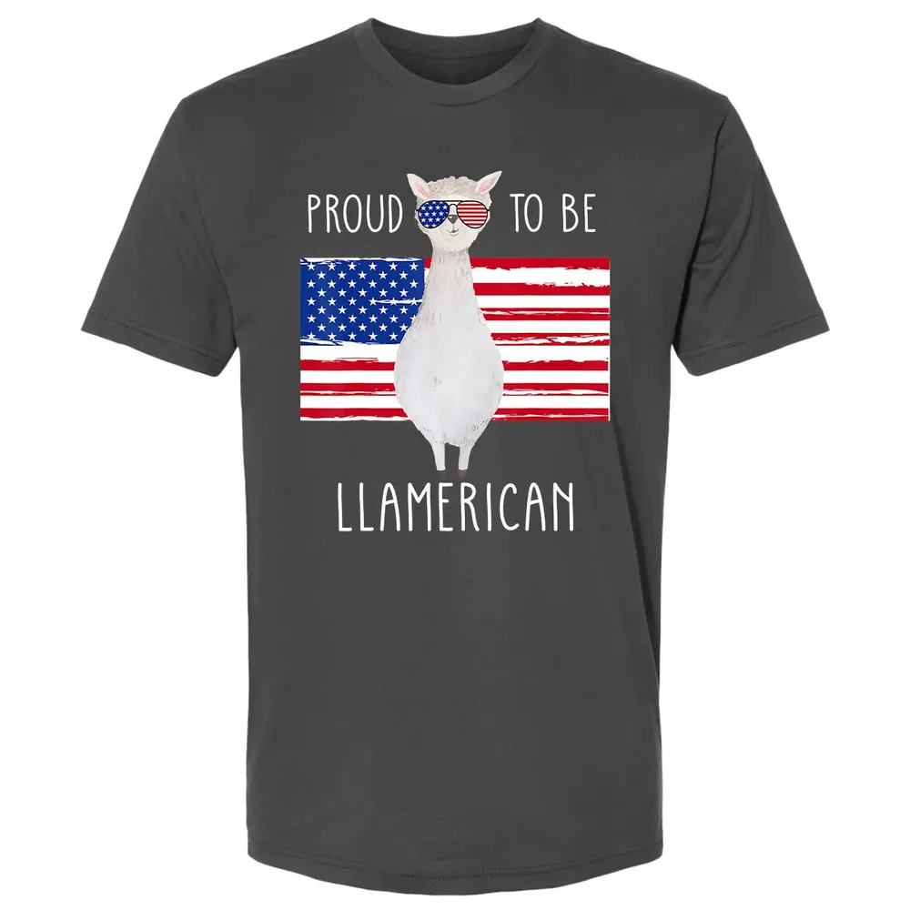 Funny Llama Proud To Be Llamerican 4th of July Women Girls Premium Unisex T-shirt - 8