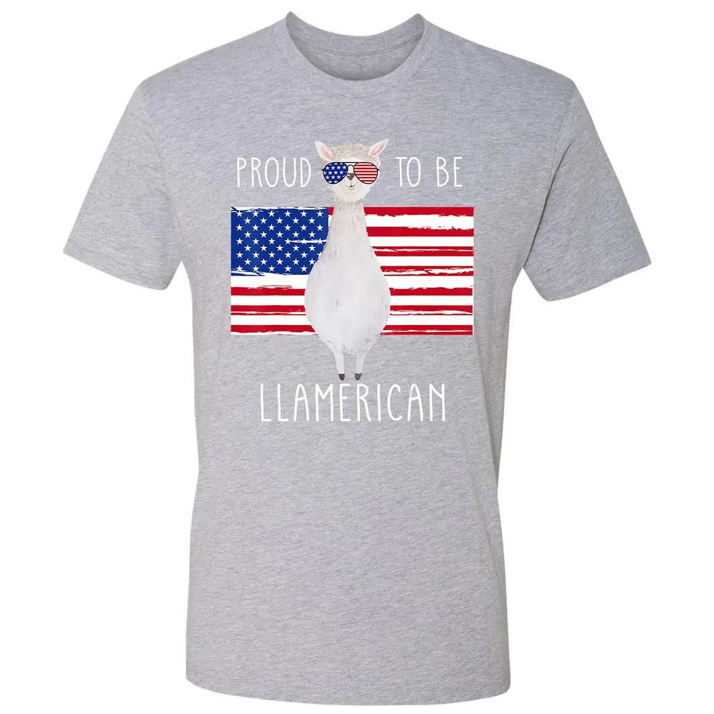 Funny Llama Proud To Be Llamerican 4th of July Women Girls Premium Unisex T-shirt - 9