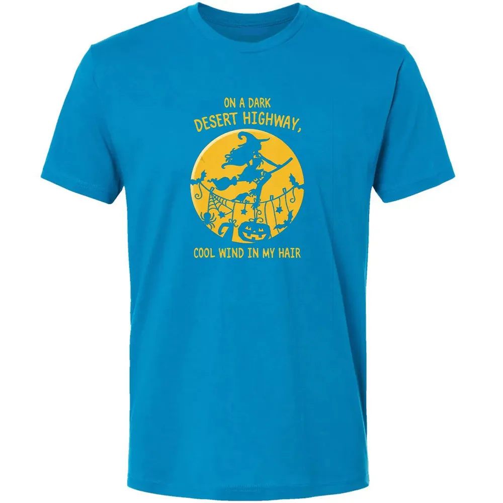 On A Dark Desert Highway Witch Cool Wind Halloween Premium Unisex T-shirt - 15