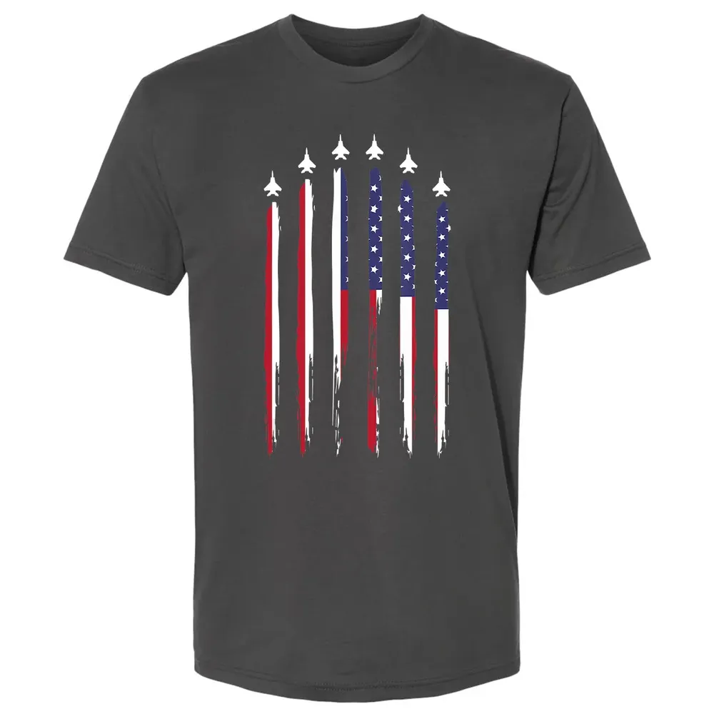 American Flag USA Airplane Jet Fighter 4th of July Patriotic Premium Unisex T-shirt - 8