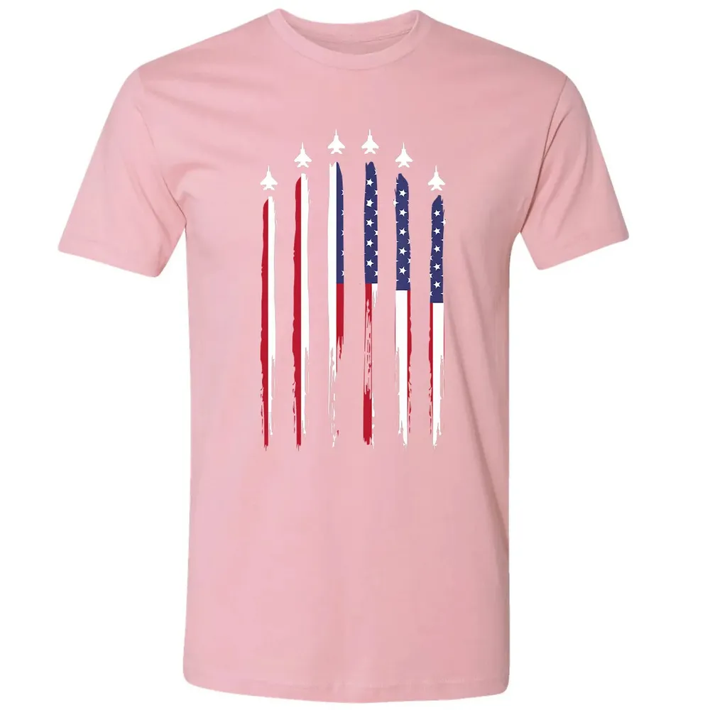 American Flag USA Airplane Jet Fighter 4th of July Patriotic Premium Unisex T-shirt - 3