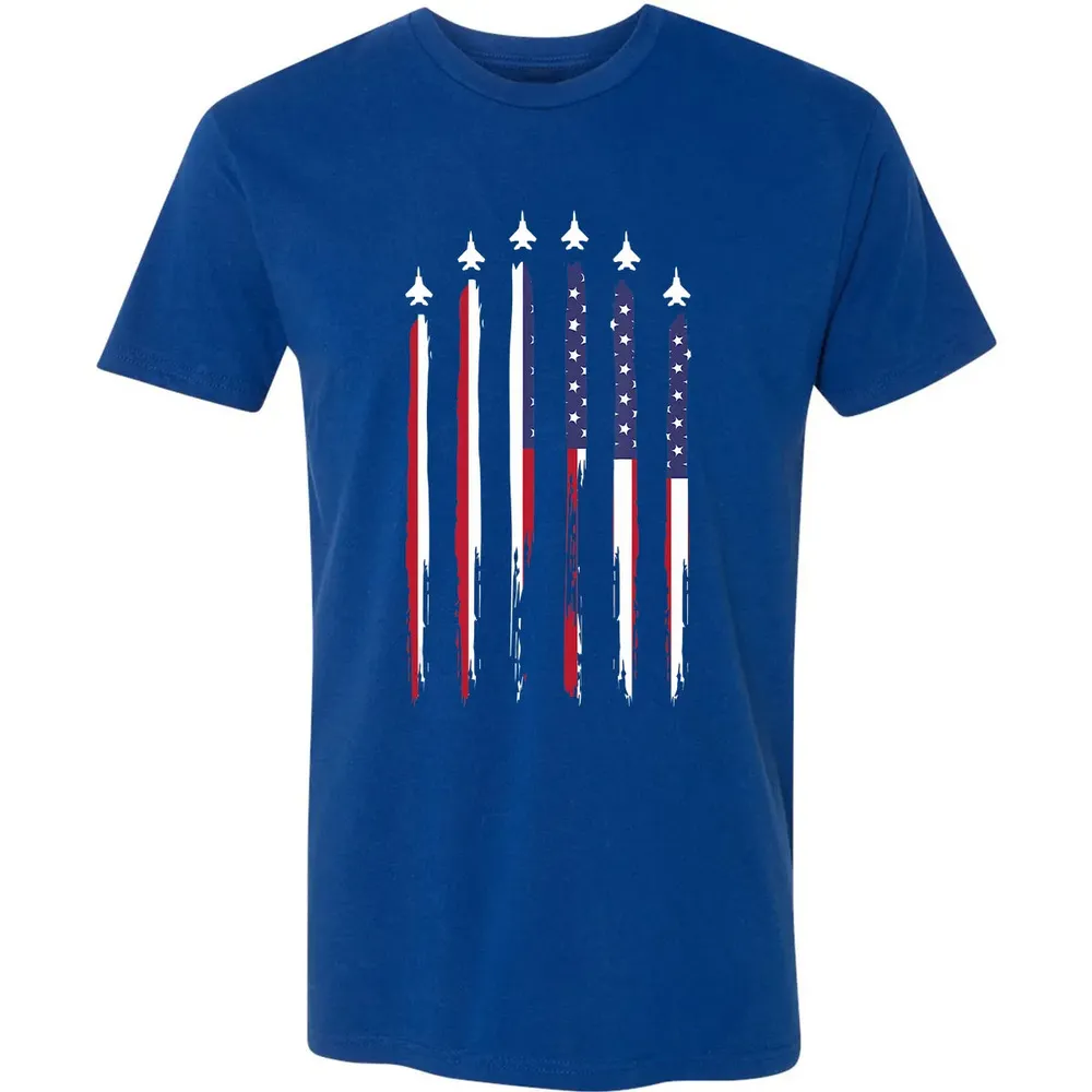 American Flag USA Airplane Jet Fighter 4th of July Patriotic Premium Unisex T-shirt - 10