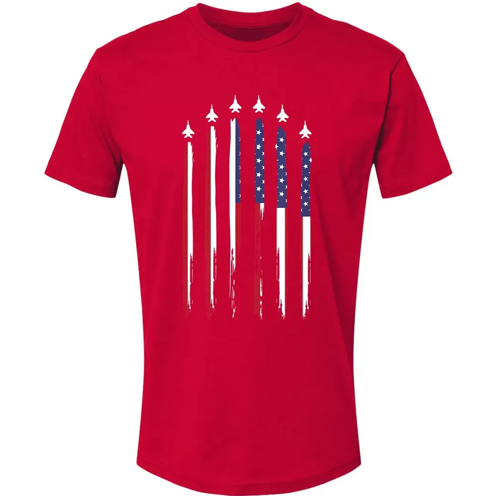 American Flag USA Airplane Jet Fighter 4th of July Patriotic Premium Unisex T-shirt - 6