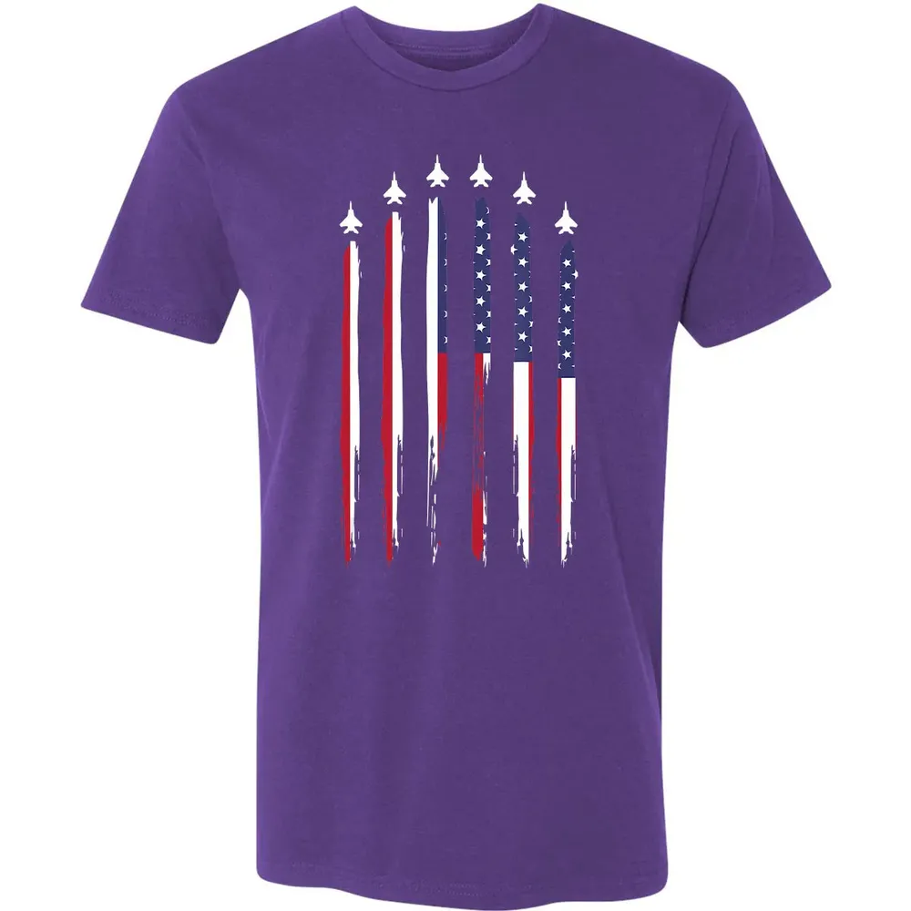 American Flag USA Airplane Jet Fighter 4th of July Patriotic Premium Unisex T-shirt - 7