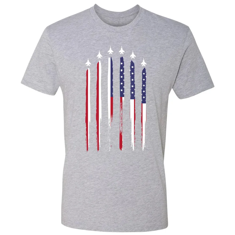 American Flag USA Airplane Jet Fighter 4th of July Patriotic Premium Unisex T-shirt - 9