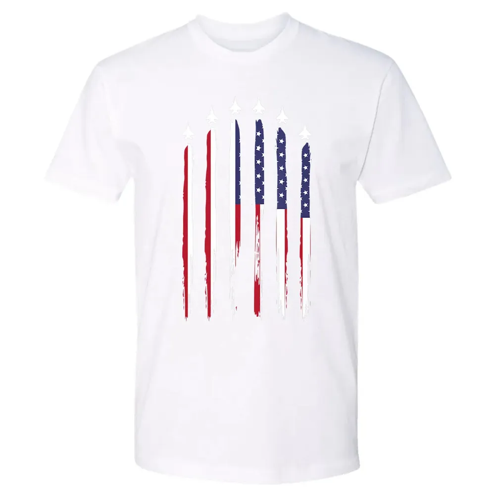 American Flag USA Airplane Jet Fighter 4th of July Patriotic Premium Unisex T-shirt - 4