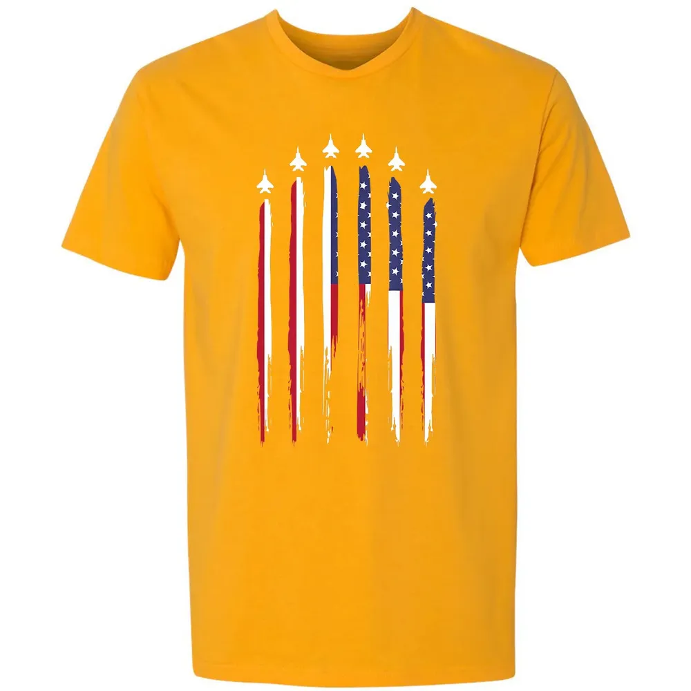 American Flag USA Airplane Jet Fighter 4th of July Patriotic Premium Unisex T-shirt - 11