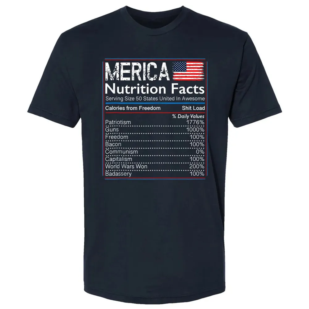 4th of July Proud American  Merica Nutrition Facts Premium Unisex T-shirt - 2