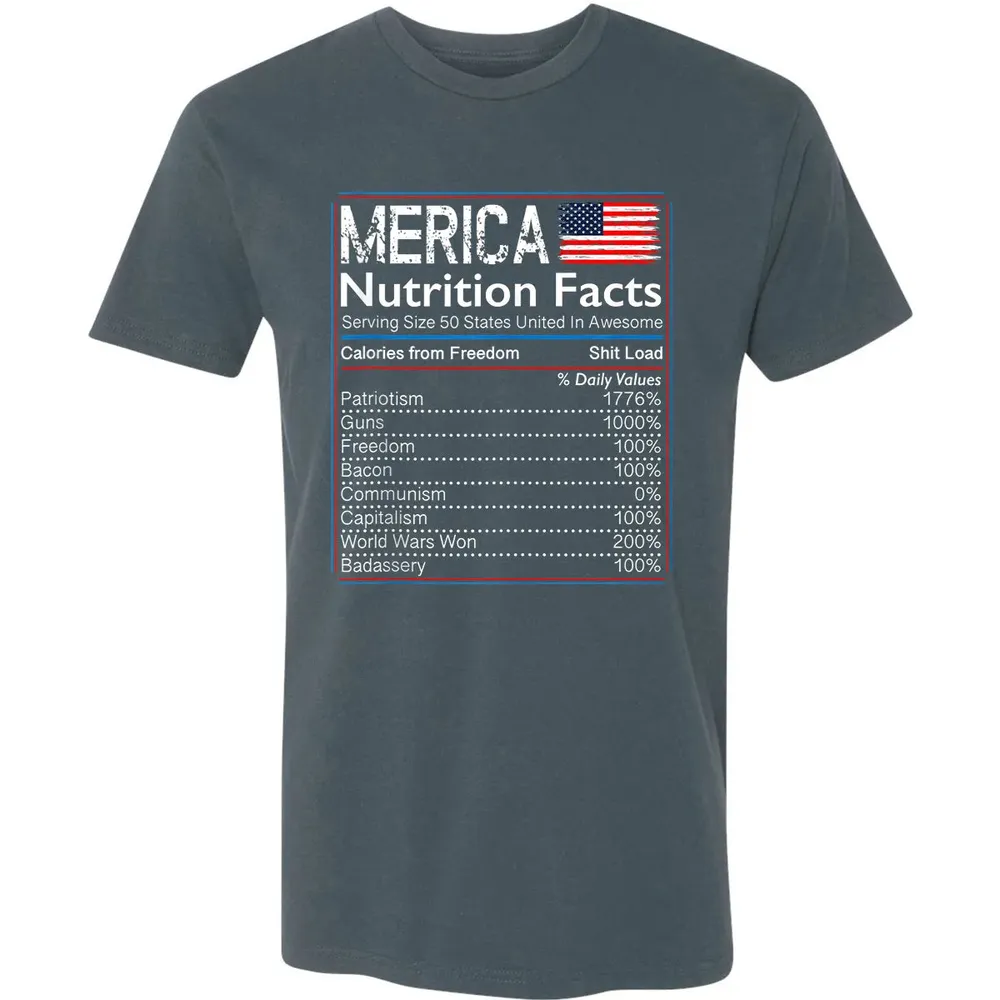 4th of July Proud American  Merica Nutrition Facts Premium Unisex T-shirt - 14