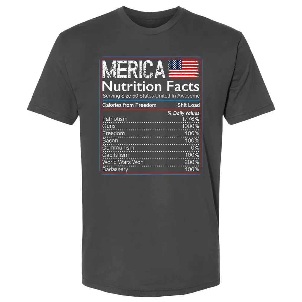 4th of July Proud American  Merica Nutrition Facts Premium Unisex T-shirt - 8