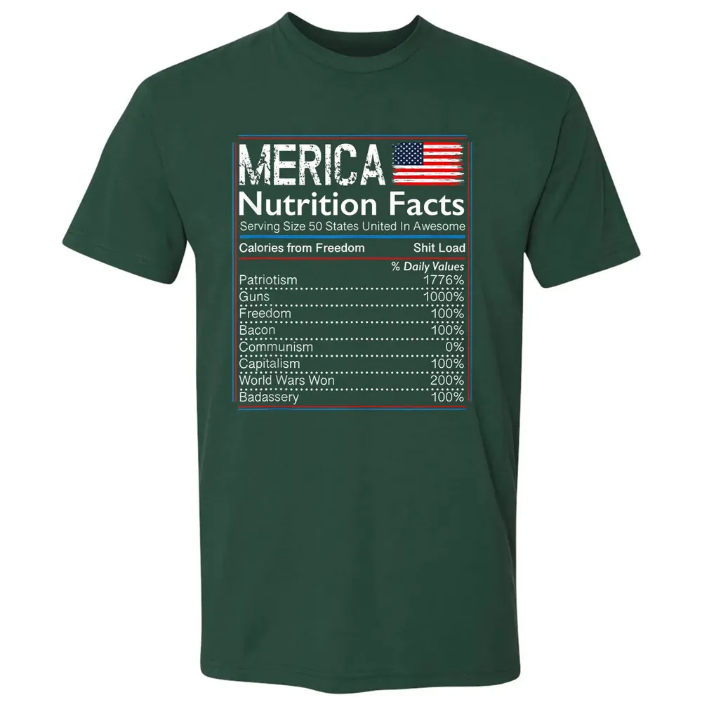 4th of July Proud American  Merica Nutrition Facts Premium Unisex T-shirt - 12