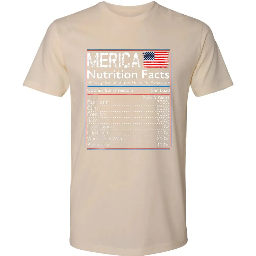 4th of July Proud American  Merica Nutrition Facts Premium Unisex T-shirt - 13
