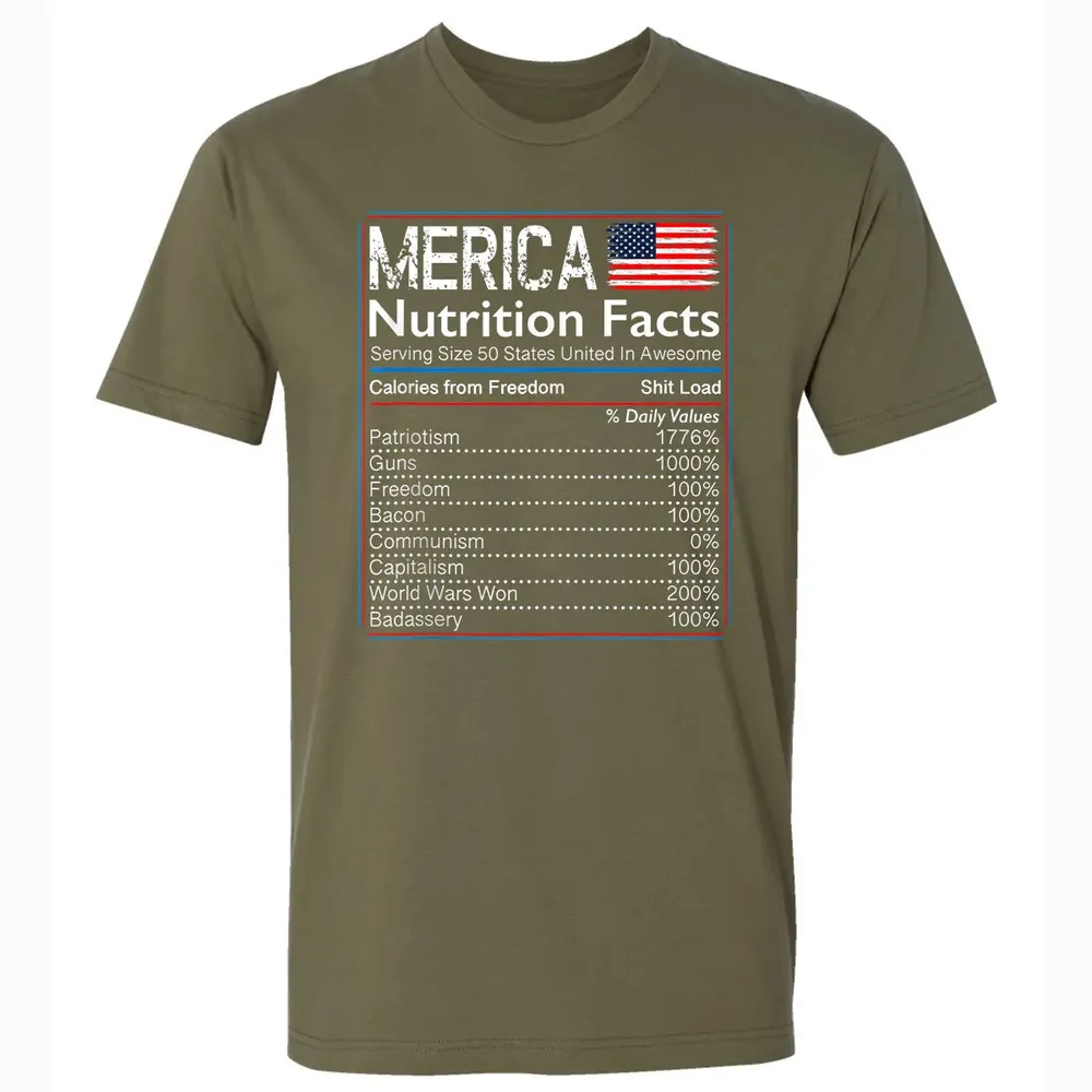 4th of July Proud American  Merica Nutrition Facts Premium Unisex T-shirt - 5