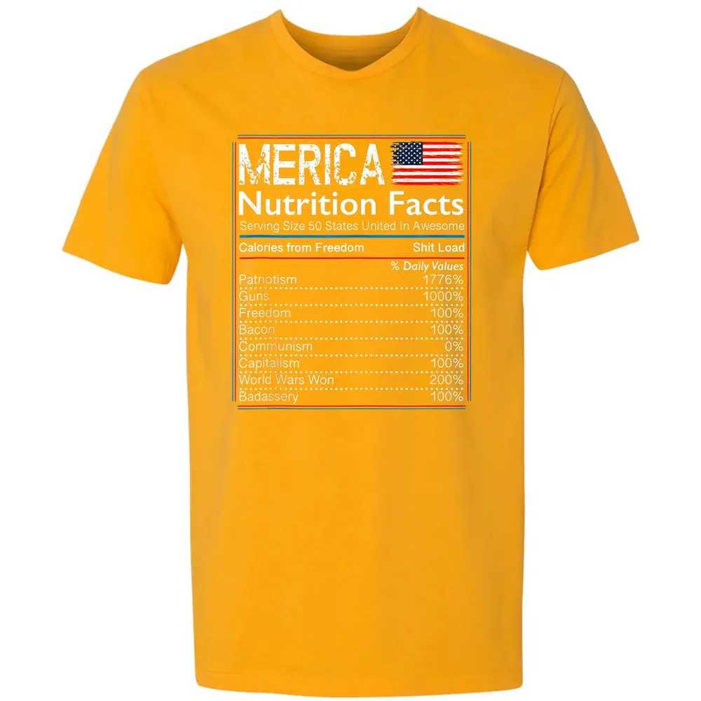 4th of July Proud American  Merica Nutrition Facts Premium Unisex T-shirt - 11