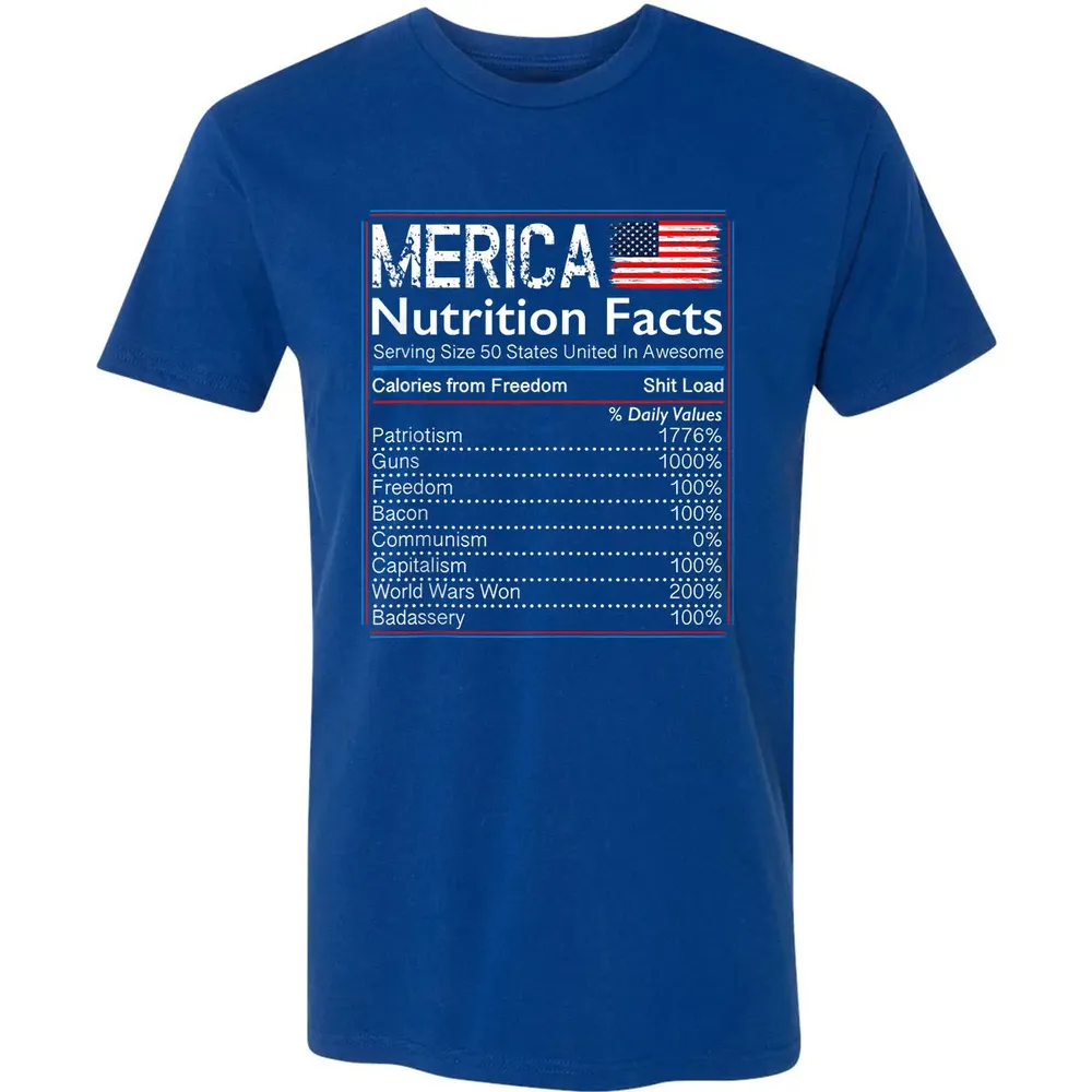 4th of July Proud American  Merica Nutrition Facts Premium Unisex T-shirt - 10