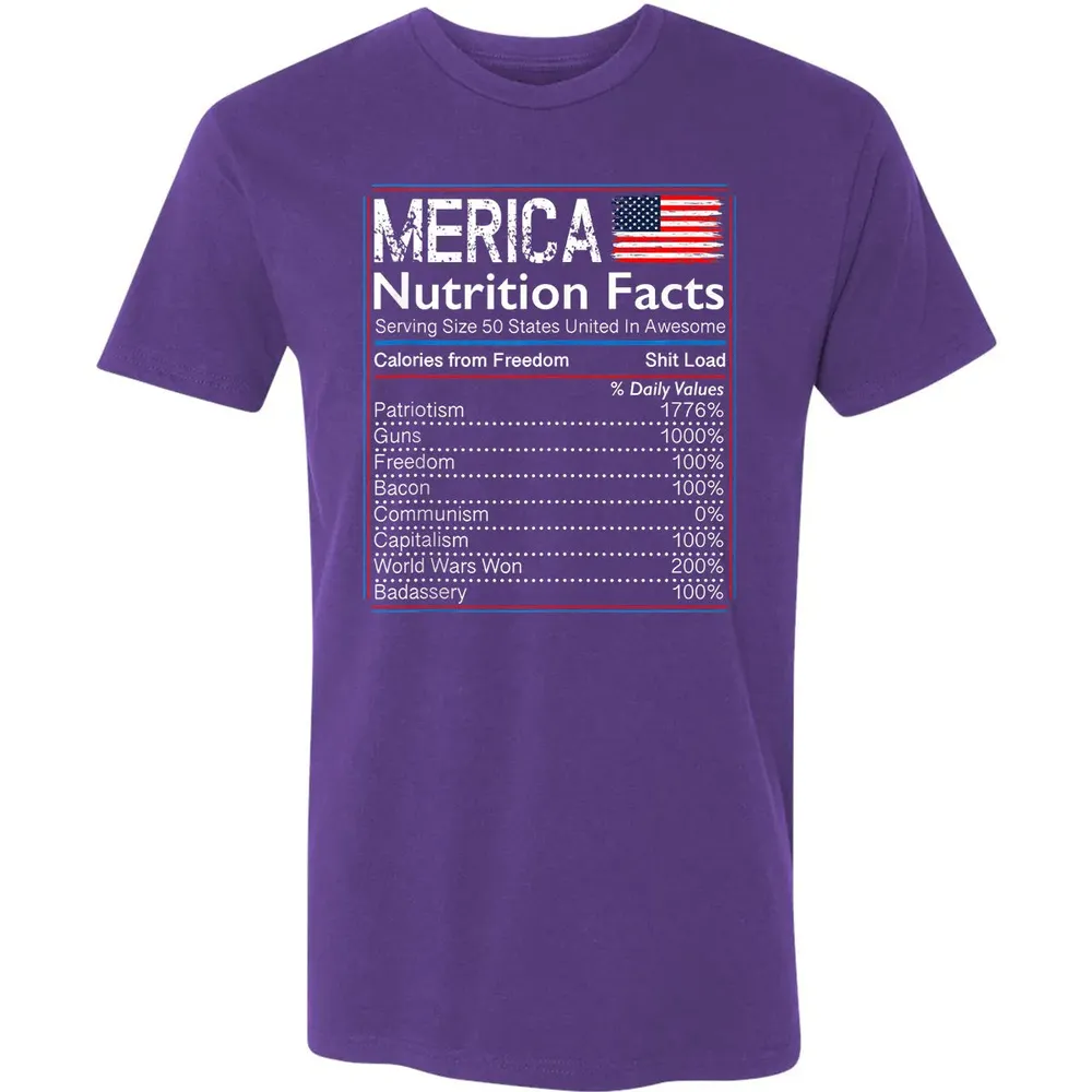 4th of July Proud American  Merica Nutrition Facts Premium Unisex T-shirt - 7