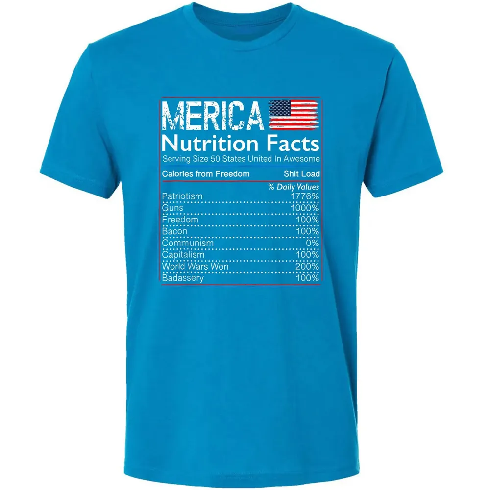 4th of July Proud American  Merica Nutrition Facts Premium Unisex T-shirt - 15