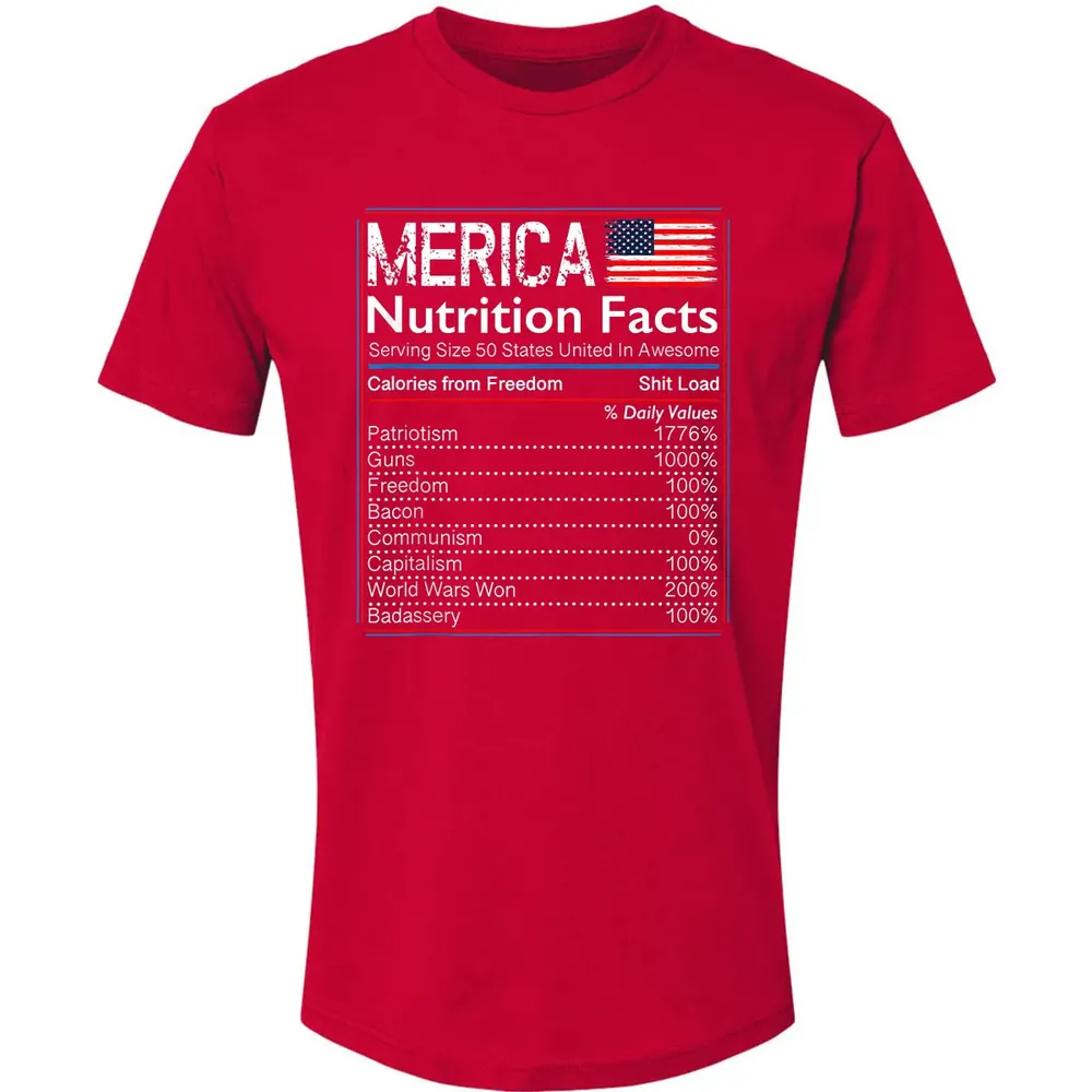 4th of July Proud American  Merica Nutrition Facts Premium Unisex T-shirt - 6