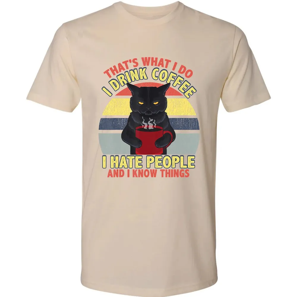 That's What I Do I Drink Coffee I Hate People Funny Cat Gift Premium Unisex T-shirt - 13