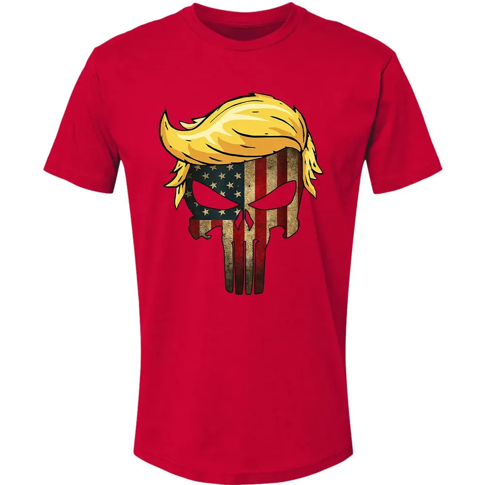 Trump Hair Skull    4th of july US Flag Trump Gift Premium Unisex T-shirt - 6