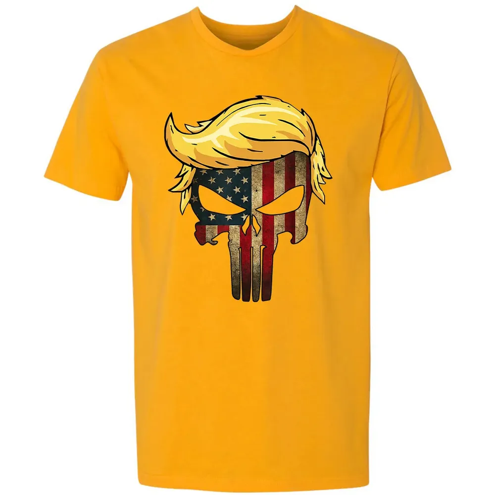 Trump Hair Skull    4th of july US Flag Trump Gift Premium Unisex T-shirt - 11