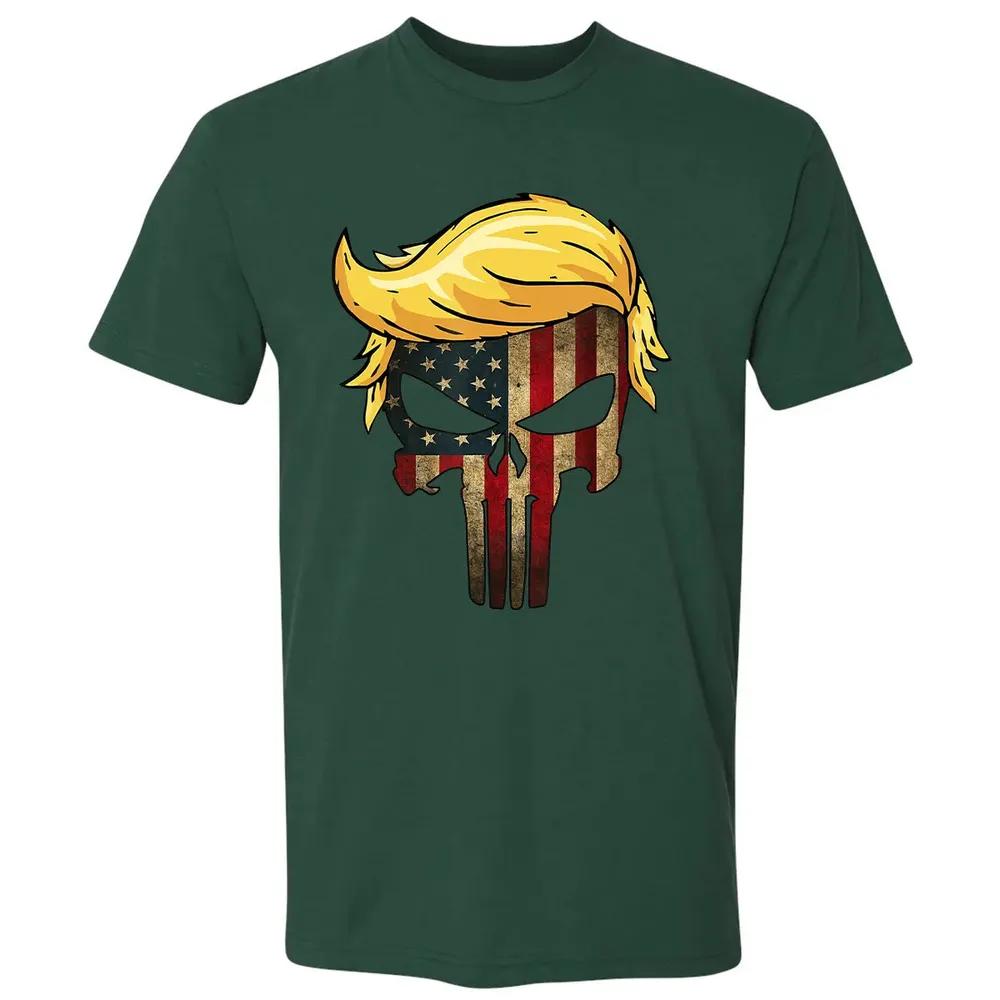 Trump Hair Skull    4th of july US Flag Trump Gift Premium Unisex T-shirt - 12