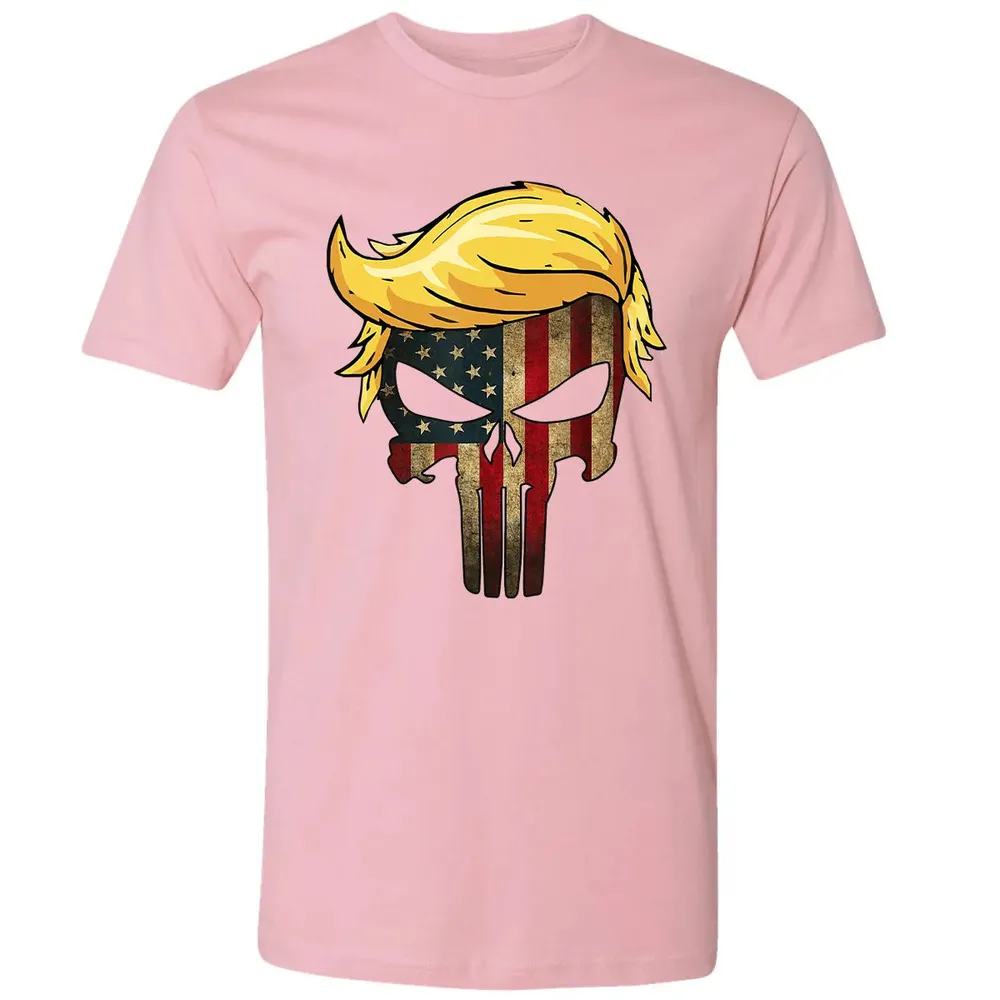 Trump Hair Skull    4th of july US Flag Trump Gift Premium Unisex T-shirt - 3