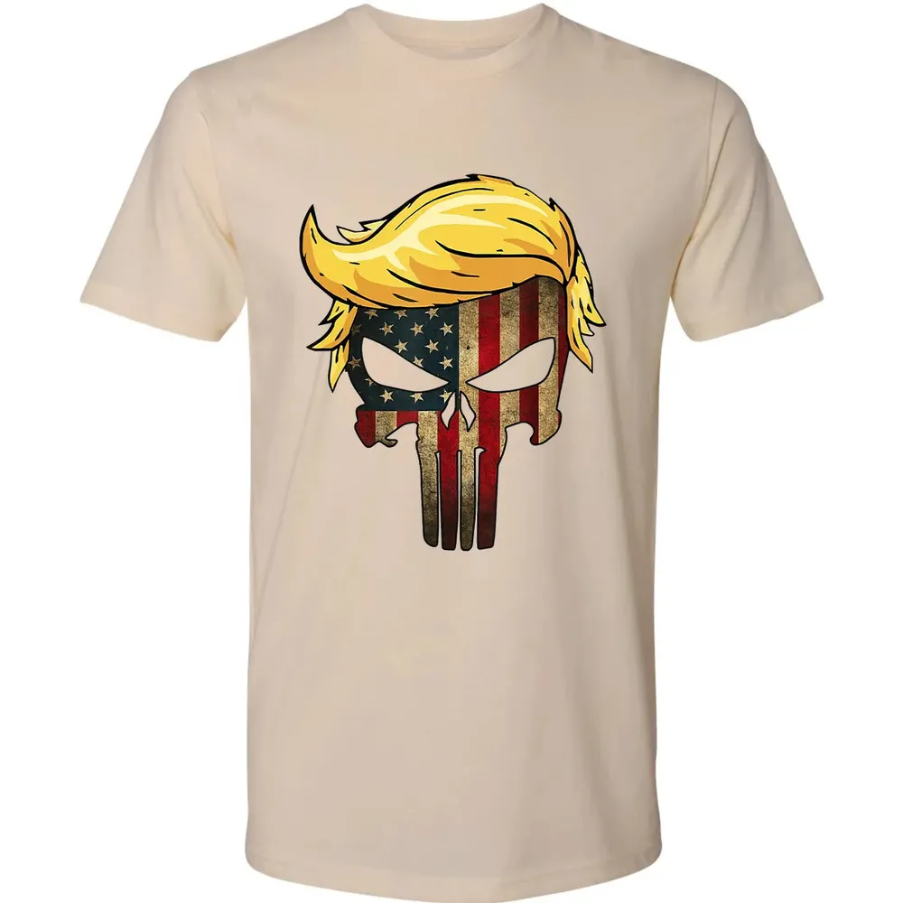 Trump Hair Skull    4th of july US Flag Trump Gift Premium Unisex T-shirt - 13