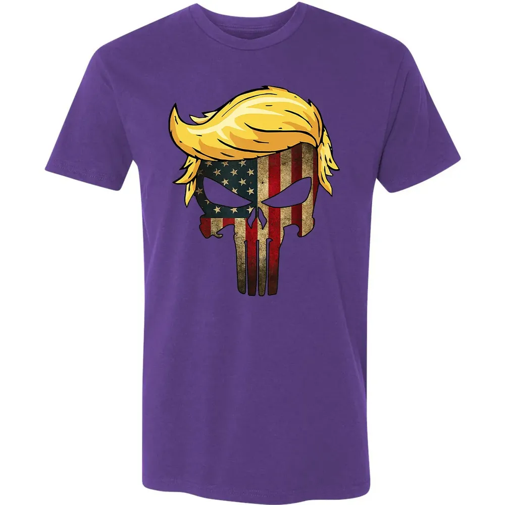 Trump Hair Skull    4th of july US Flag Trump Gift Premium Unisex T-shirt - 7