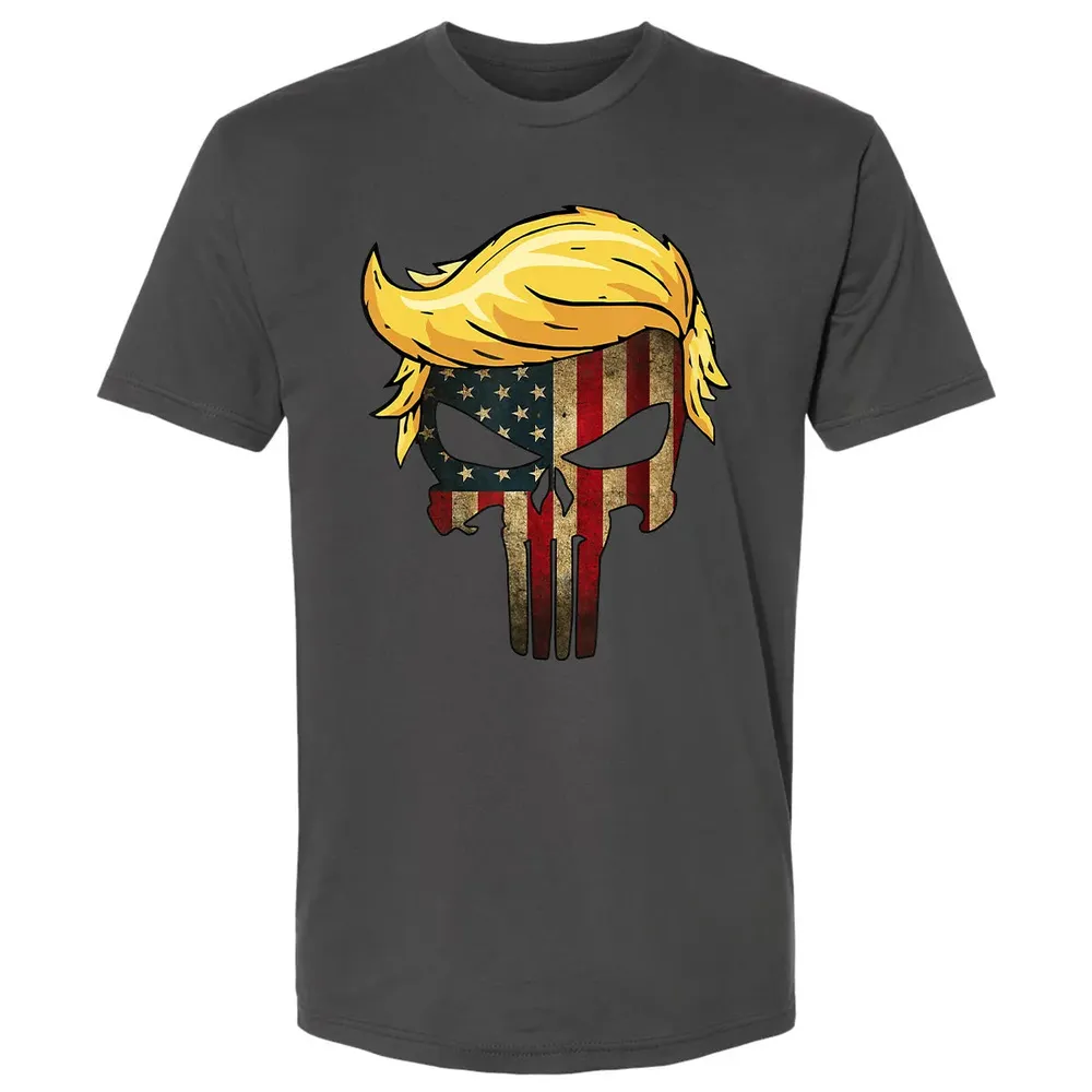 Trump Hair Skull    4th of july US Flag Trump Gift Premium Unisex T-shirt - 8