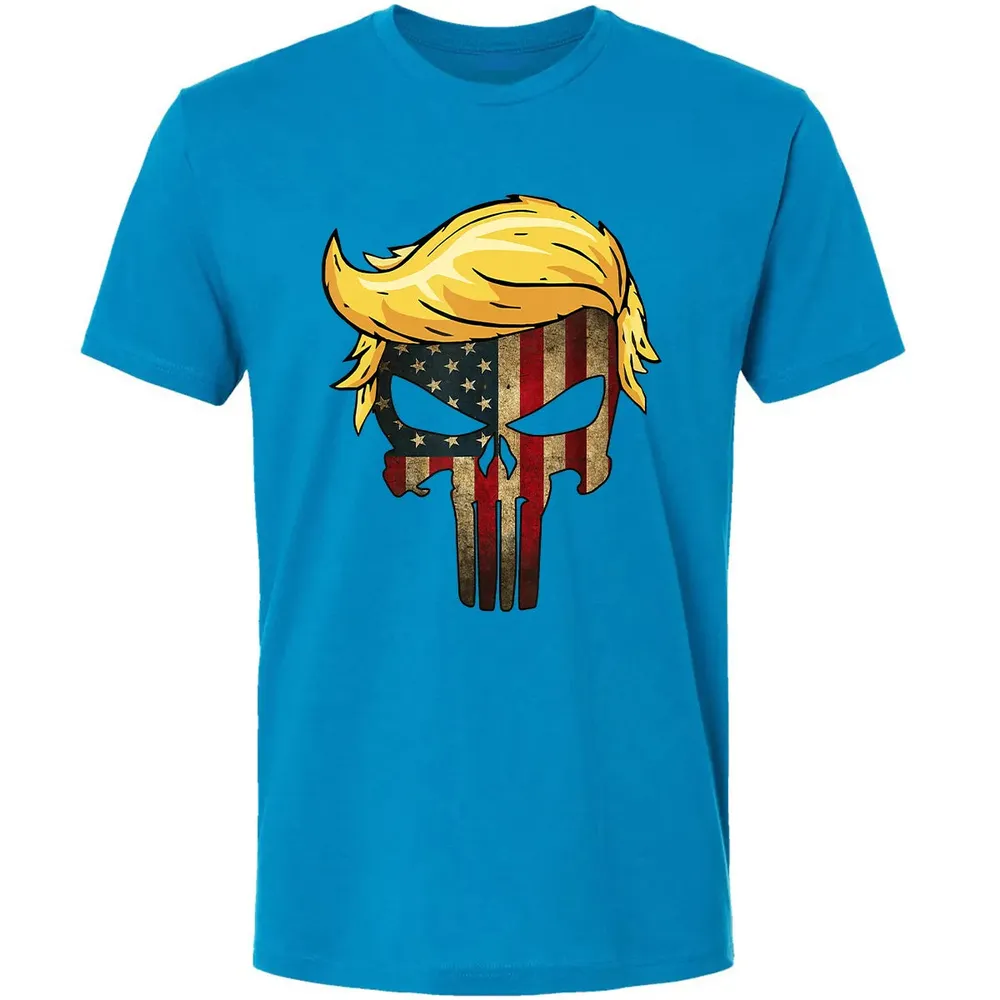 Trump Hair Skull    4th of july US Flag Trump Gift Premium Unisex T-shirt - 15
