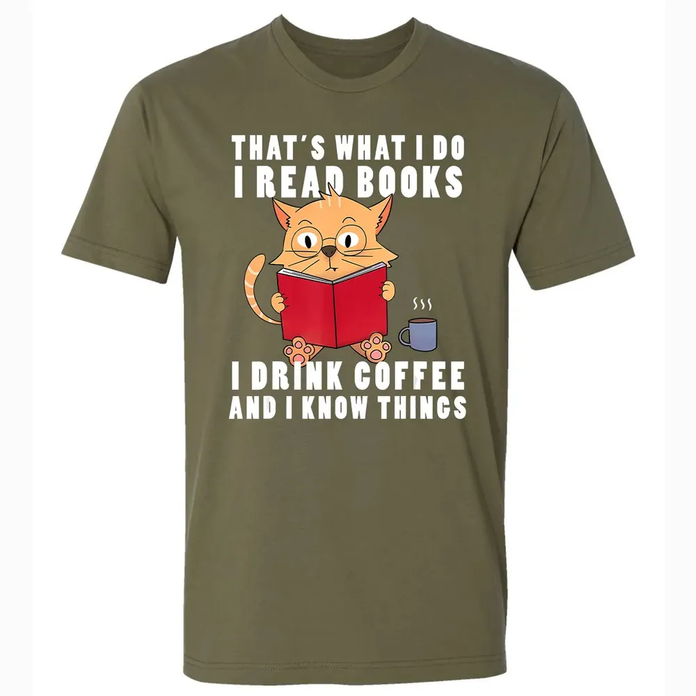 That's What I Do I Read Books I Drink Coffee Book Cat Lover Premium Unisex T-shirt - 5