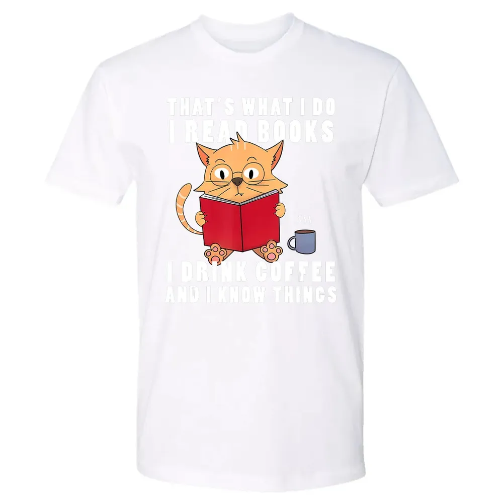 That's What I Do I Read Books I Drink Coffee Book Cat Lover Premium Unisex T-shirt - 4