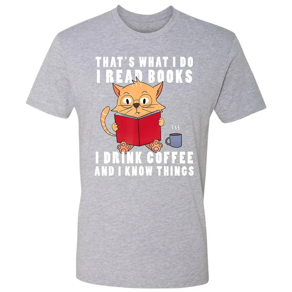That's What I Do I Read Books I Drink Coffee Book Cat Lover Premium Unisex T-shirt - 9