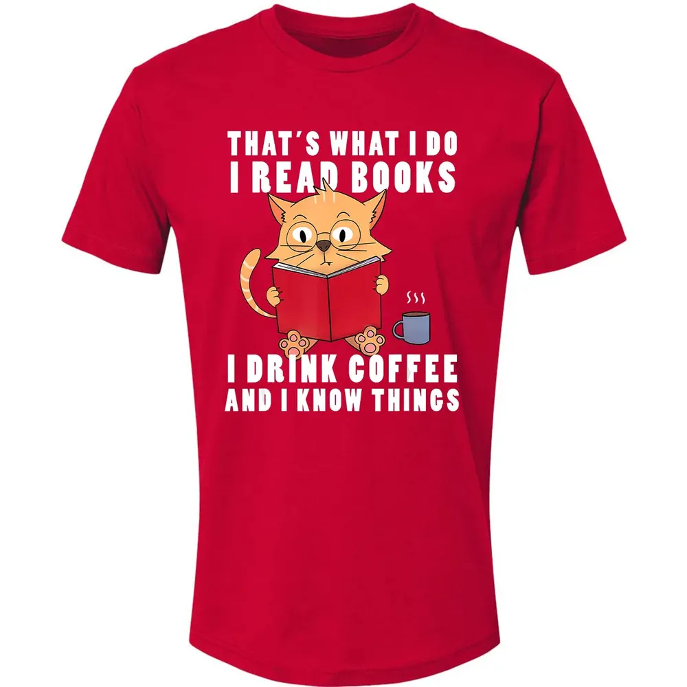 That's What I Do I Read Books I Drink Coffee Book Cat Lover Premium Unisex T-shirt - 6
