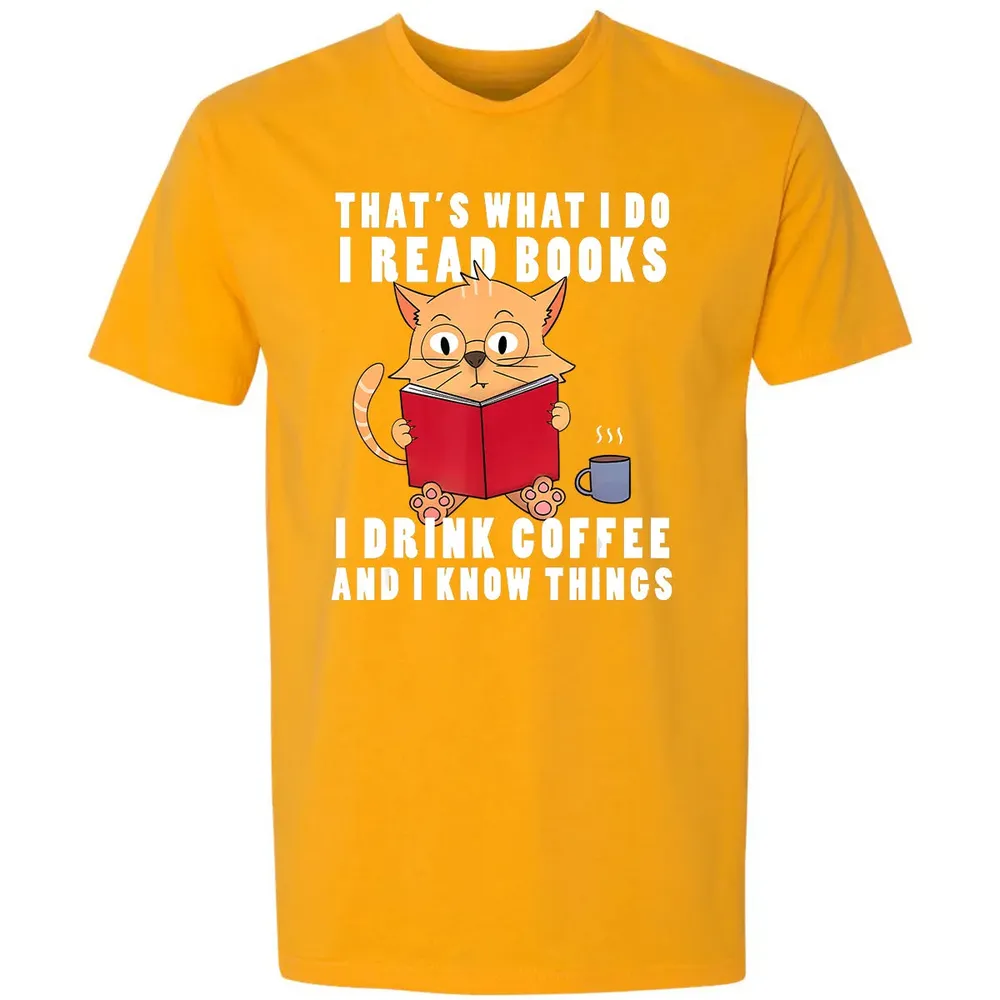 That's What I Do I Read Books I Drink Coffee Book Cat Lover Premium Unisex T-shirt - 11