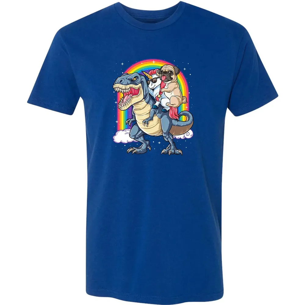 Pug Unicorn Dinosaur T rex  Kids Girls Women Rainbow Premium Unisex T-shirt - 10