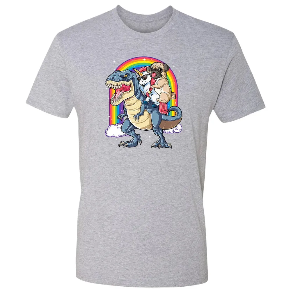 Pug Unicorn Dinosaur T rex  Kids Girls Women Rainbow Premium Unisex T-shirt - 9