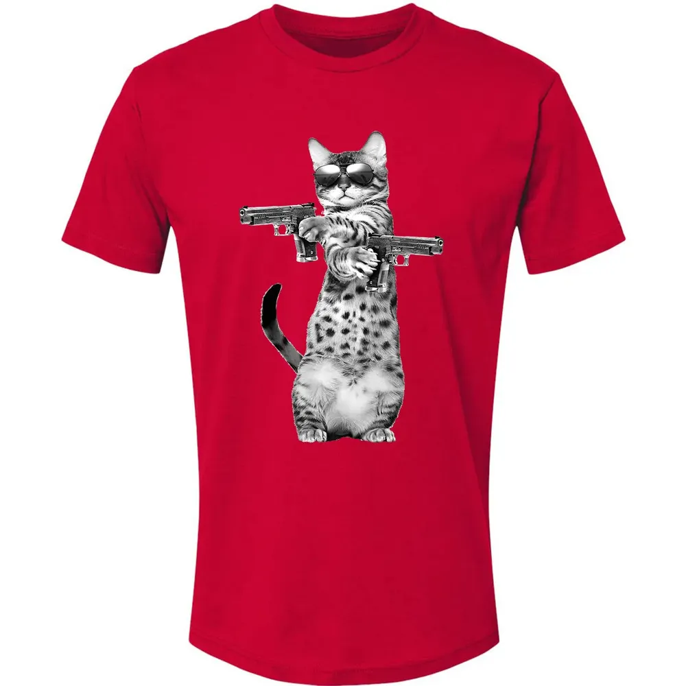 Kitty With Gun Funny Cat Premium Unisex T-shirt - 6