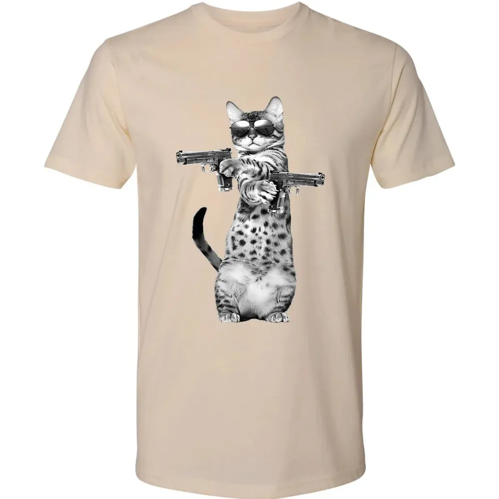 Kitty With Gun Funny Cat Premium Unisex T-shirt - 13