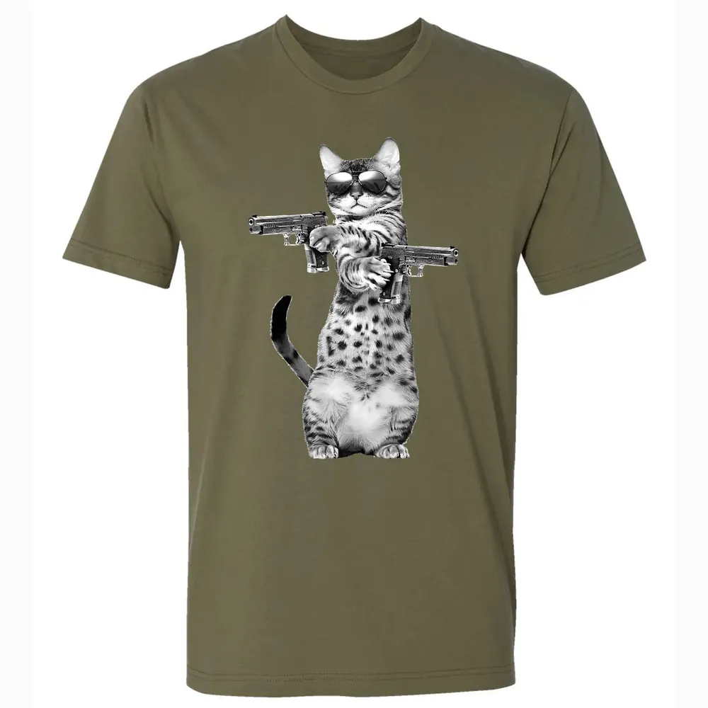 Kitty With Gun Funny Cat Premium Unisex T-shirt - 5
