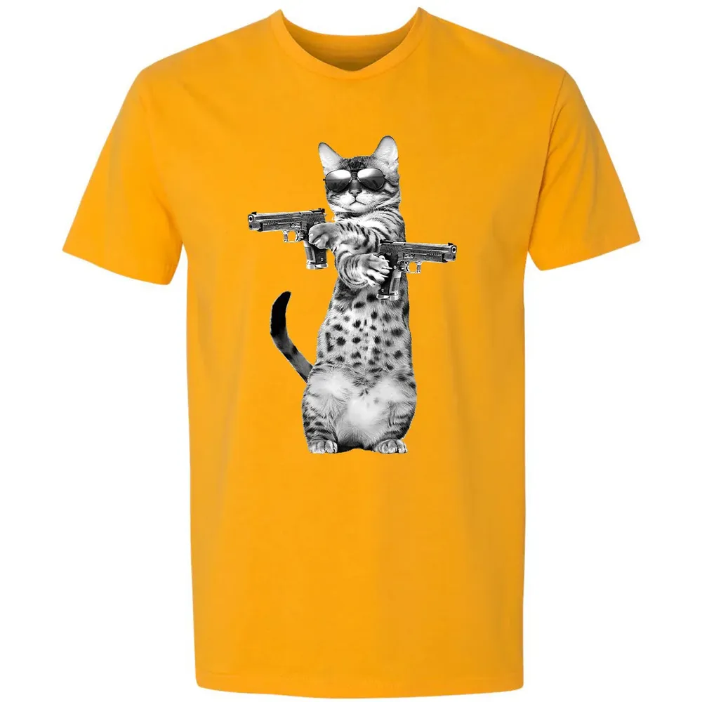 Kitty With Gun Funny Cat Premium Unisex T-shirt - 11