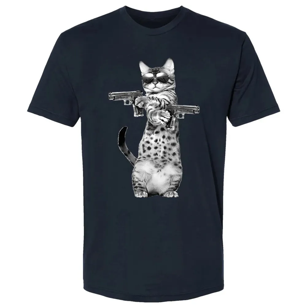 Kitty With Gun Funny Cat Premium Unisex T-shirt - 2