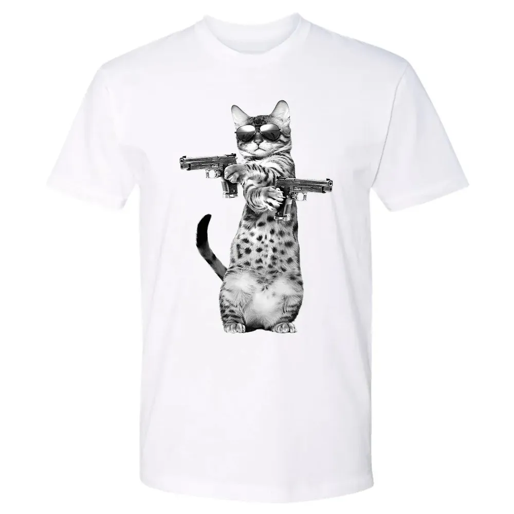 Kitty With Gun Funny Cat Premium Unisex T-shirt - 4